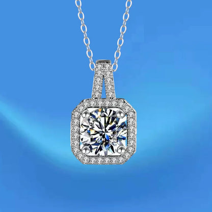 LORIELE Princess Cut Moissanite Necklace | S925 Sterling Silver Royal Clavicle Pendant