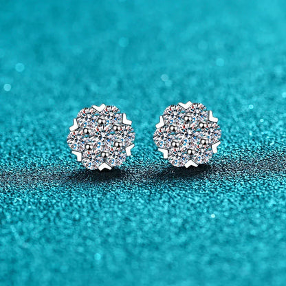 Luxe 18K White Gold Plated Silver Moissanite Diamond Stud Earrings