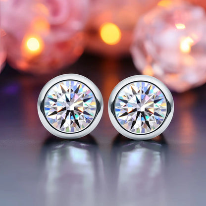 LORIELE 1ct D Color Moissanite Earrings - 925 Sterling Silver White Gold Plated Ear Studs