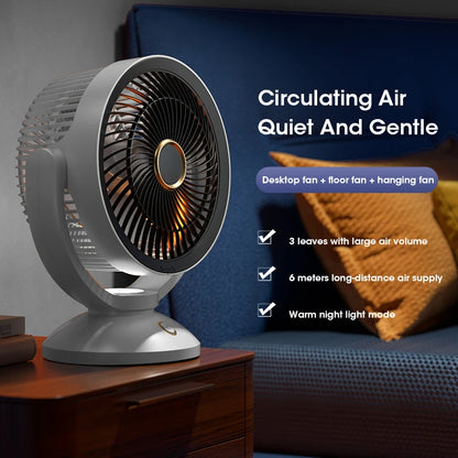 Portable Air Circulation Electric Fan - Mini USB Desktop Fan with 360° Rotation & Natural Wind, Sleep Wind, Prevailing Wind Modes