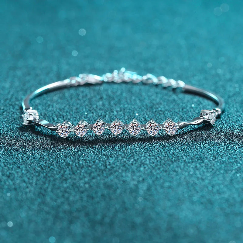 Luxury LORIELE 1.35 cttw Moissanite Bracelet | 925 Silver Halo Jewelry