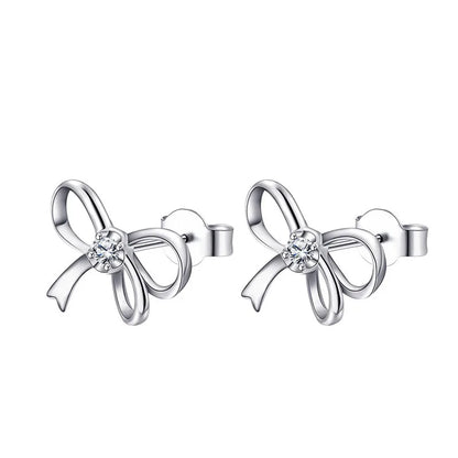 Sterling Silver Moissanite Butterfly Knot Stud Earrings - D Color, VVS1 Clarity - GRA Certified - Gift for Her