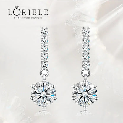 Loriele 1 CT Moissanite Sterling Silver Women's Drop Earrings