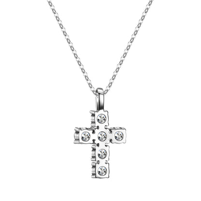 925 Sterling Silver 3ct D VVS1 Moissanite Cross Pendant Necklace