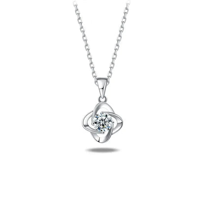 Loriele 925 Silver Four-Leaf Clover Pendant Necklace | 1CT D Color Moissanite