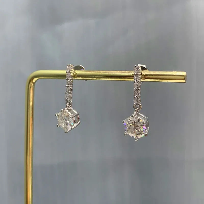 Loriele 1 CT Moissanite Sterling Silver Women's Drop Earrings