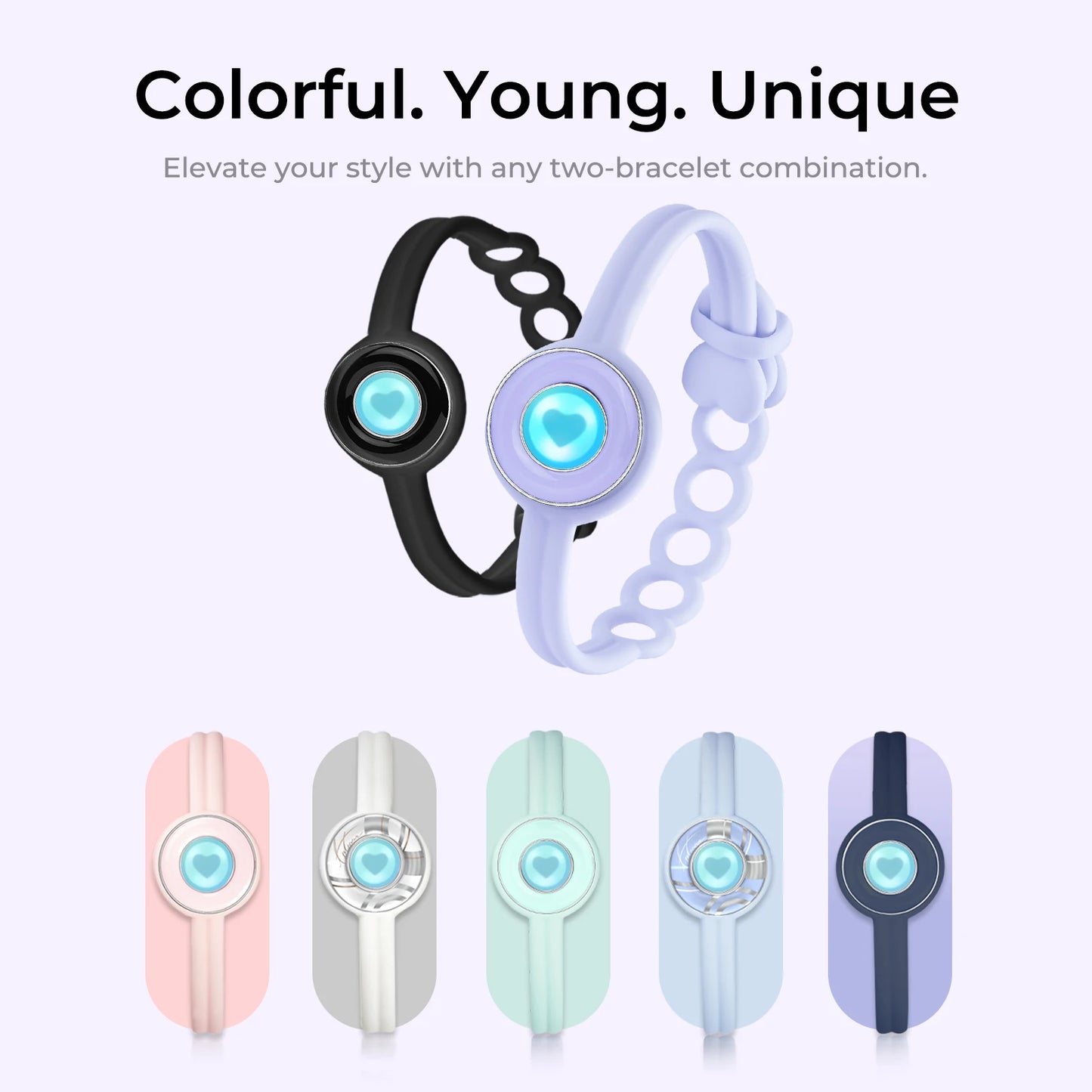 Touch Bracelets Set: 2 Jewelry Pieces for iOS & Android - Vibrates and Lights Up