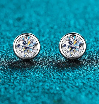 LORIELE 1ct D Color Moissanite Earrings - 925 Sterling Silver White Gold Plated Ear Studs