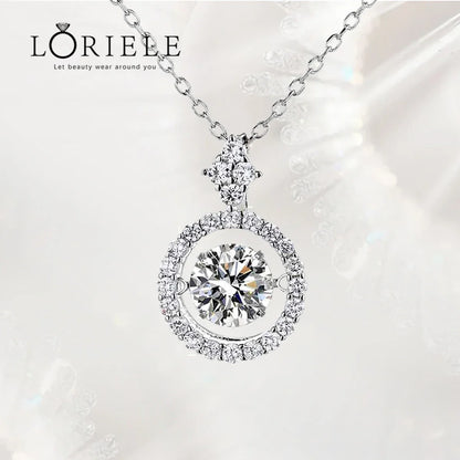 Solid Silver Moissanite Necklace with 1CT Diamond - 925 Silver, Halo Sparkle