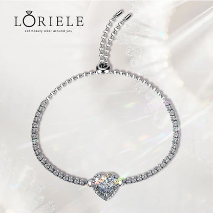 LORIELE 1CT & 2CT Moissanite Chain Bracelet - D Color VVS1 Clarity - 925 Sterling Silver - GRA Certified - Gift Box Included