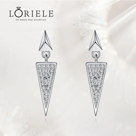 LORIELE Sterling Silber Moissanit Ohrringe - 0,18 ct D Farbe VVS1 Dreieck Tropfen