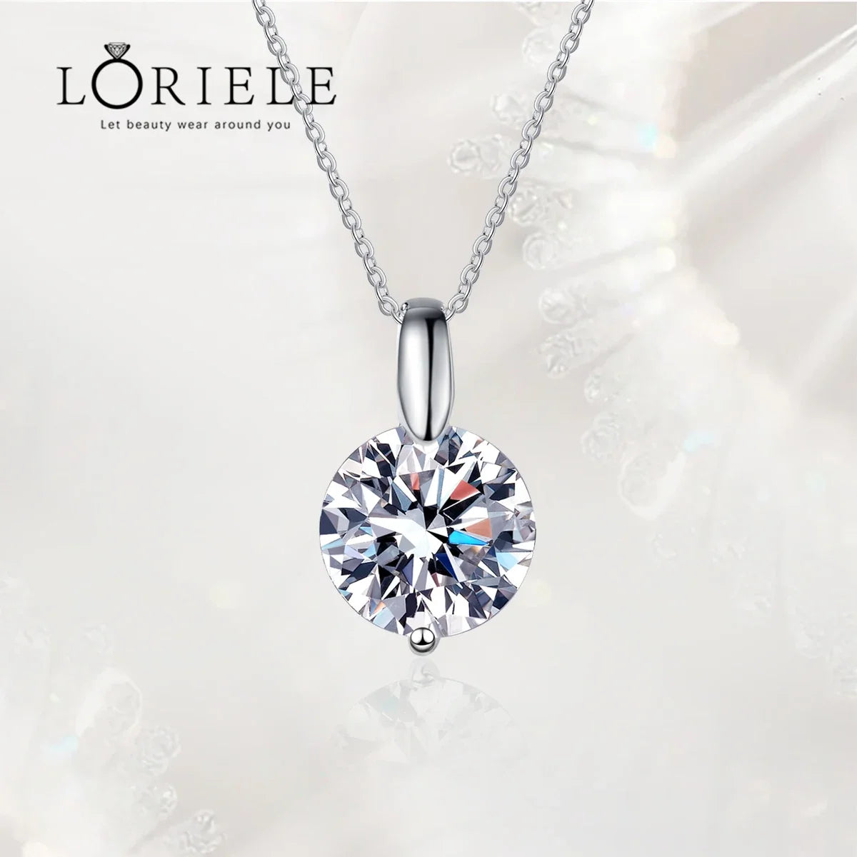 Loriele 1/2/3CT Moissanite Sterling Silver Diamond Pendant Necklace