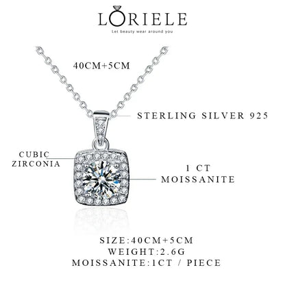 LORIELE 1 Carat VVS1 Moissanite Necklace - 925 Sterling Silver WhiteGold Plated