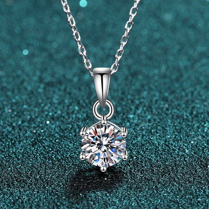 LUXE 5 Ct Real Moissanite Necklace Pendant - 18K White Gold Sterling Silver - Wedding Bridal Fine Jewelry