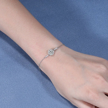 Luxury 1Ct Moissanite Chain Bracelet 925 Silver Floral Woman's Jewelry