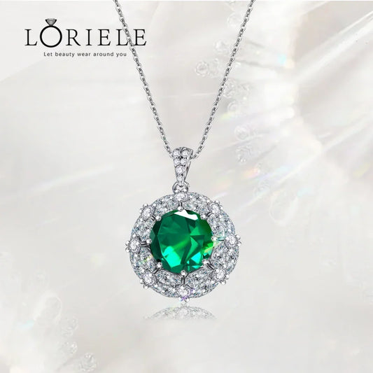 LORIELE 9.0mm 3 Carat Moissanite Pendant Necklace - D Color VVS1 Clarity, 925 Sterling Silver