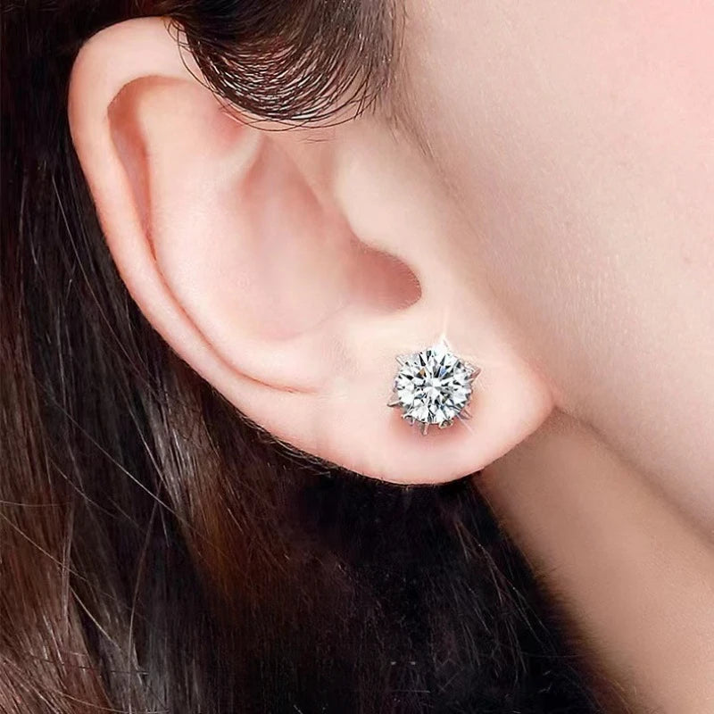 Snowflake Stud Earrings 2x0.5 Carat Moissanite Diamonds | 925 Sterling Silver Wedding Gift