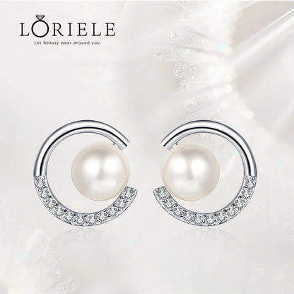 LORIELE VVS1 Moissanite Pearl Stud Earrings in 925 Sterling Silver