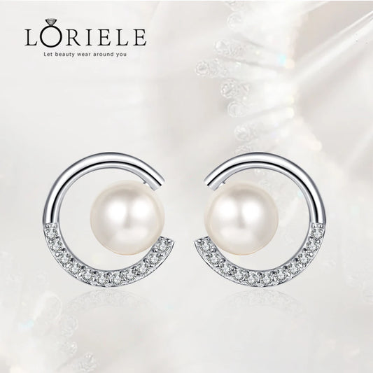 LORIELE VVS1 Moissanite Pearl Stud Earrings in 925 Sterling Silver