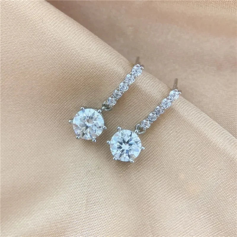 Loriele 1 CT Moissanite Sterling Silver Women's Drop Earrings