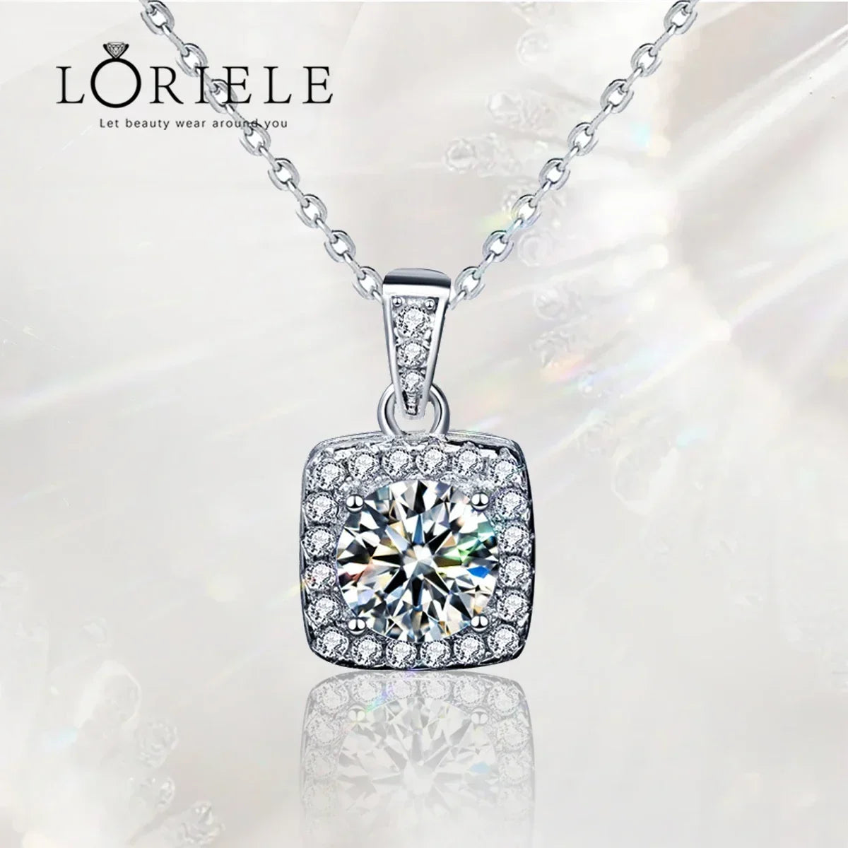 LORIELE 1 Carat VVS1 Moissanite Necklace - 925 Sterling Silver WhiteGold Plated