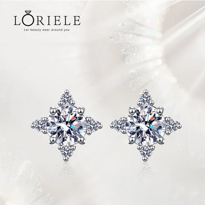 LORIELE 925 Sterling Silver Moissanite Stud Earrings - VVS1 D Color, 0.5ct & 1ct Diamond Size, GRA Certified