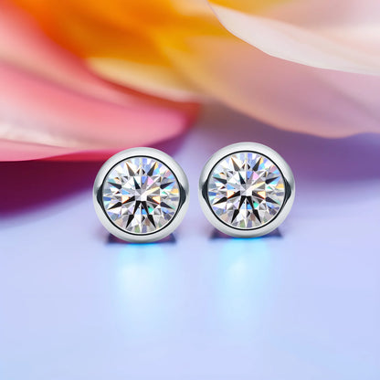 LORIELE 1ct D Color Moissanite Earrings - 925 Sterling Silver White Gold Plated Ear Studs